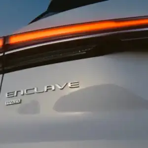2026 Buick Enclave Moonstone Gray Metallic rear emblem