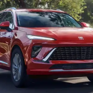 2026 Buick Envision Brilliant Red in motion