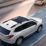 subaru with safety tech graphic
