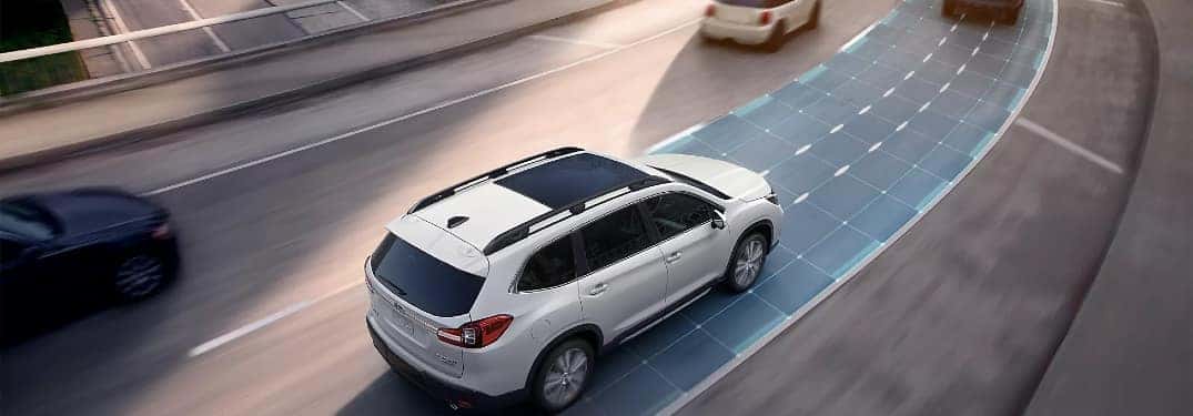 subaru with safety tech graphic