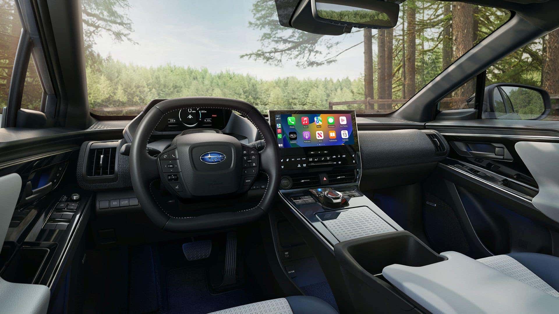 The Controllable Steering Wheel And Large Infotainment Screen Of The Subaru Solterra EV