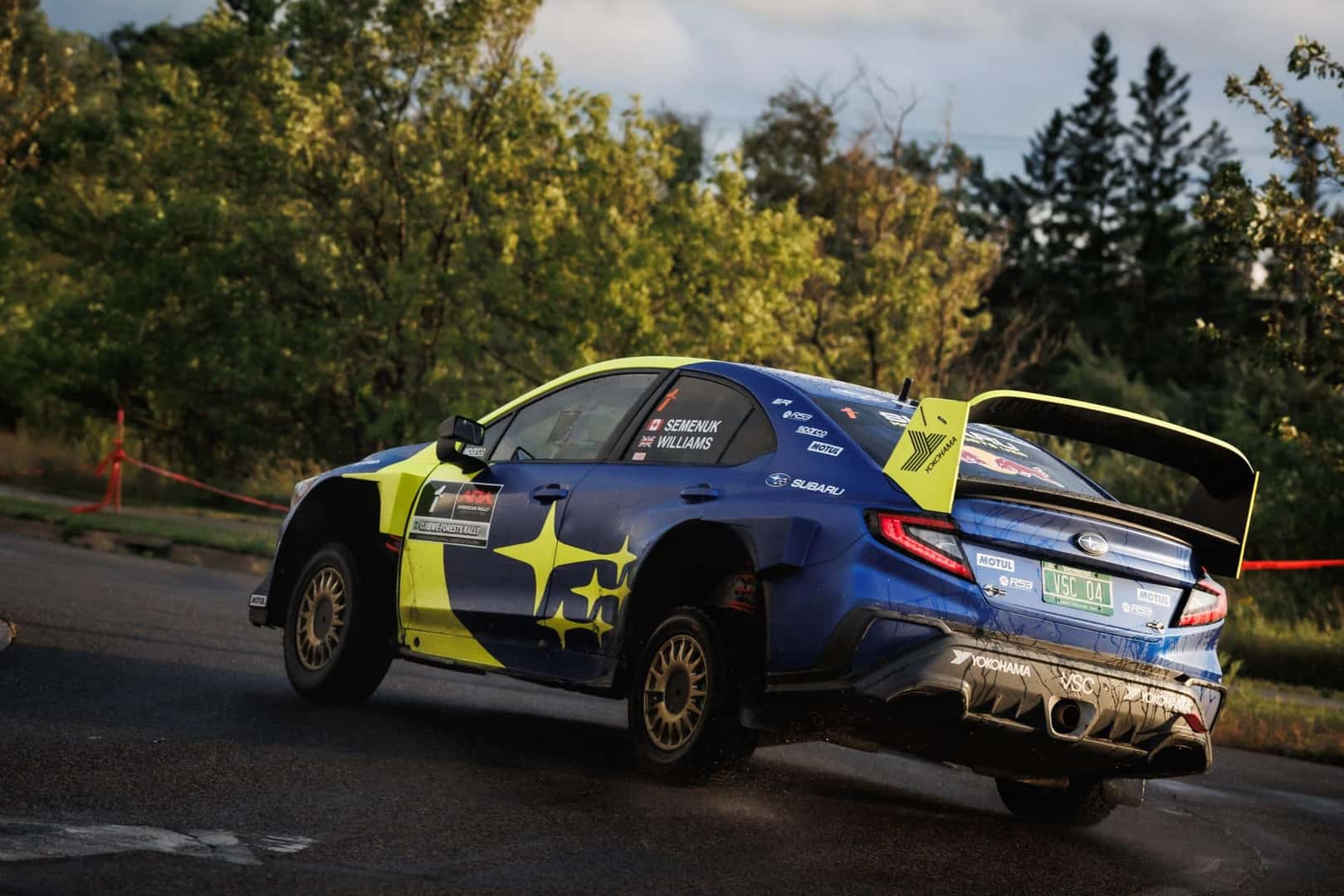 The Subaru Motorsport's Glorious WRX Taking A Smooth Turn, Racing In The Ojibwe Forest