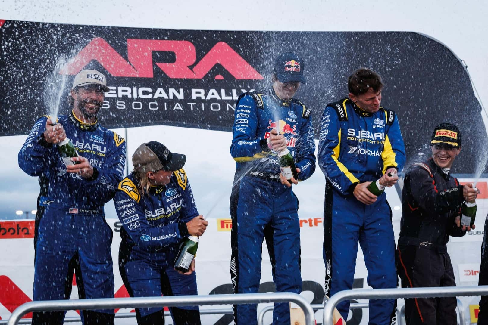 The Subaru Motorsport Celebrating 2nd Place, Despite The Tire Puncture, Of The ARA National Championship Stage