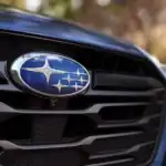 Subaru Logo on Blue car