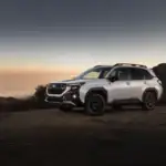 2026 Subaru Forester Wilderness parked at sunset off road