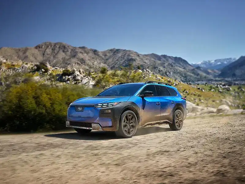 2026 Subaru Trailseeker driving off road in the desert mountains