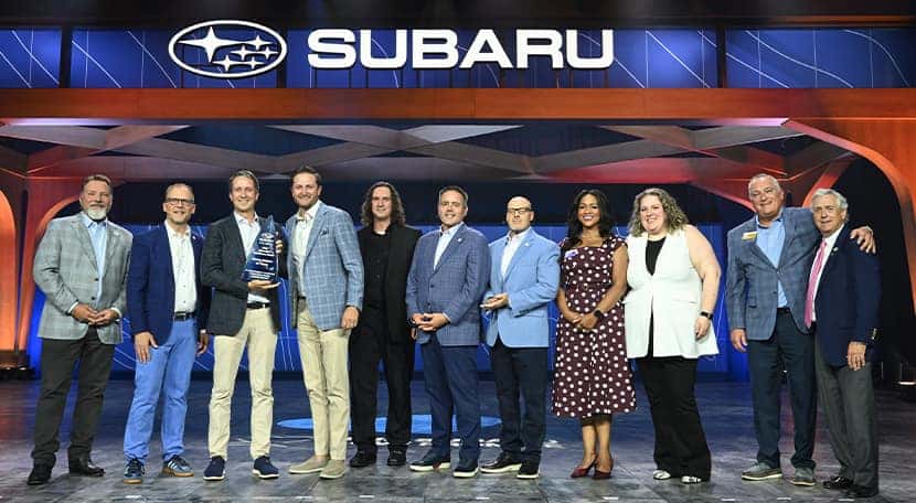 The Leadership Team from Subaru of America, Inc. proudly presents the 2025 Aftersales Excellence Award to Ewing Subaru of Plano in Las Vegas, NV.
