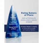 Ewing Subaru of Plano team receiving the 2025 Subaru Aftersales Excellence Award for #1 vehicle service quality and customer retention in America