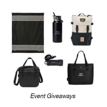 launch event giveaway swag