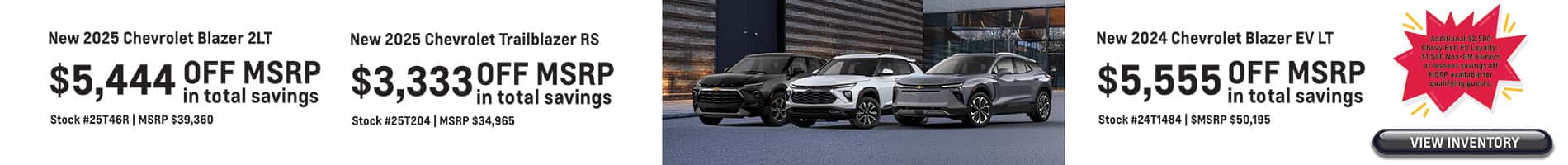 May Savings on New 2025 Trailblazer, Blazer and EV models