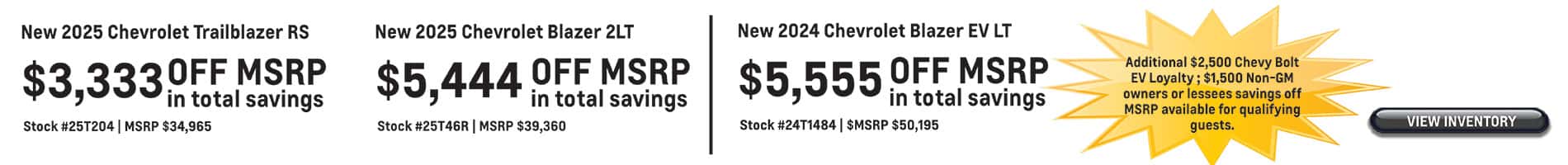 June Savings on New 2025 Trailblazer, Blazer and EV models