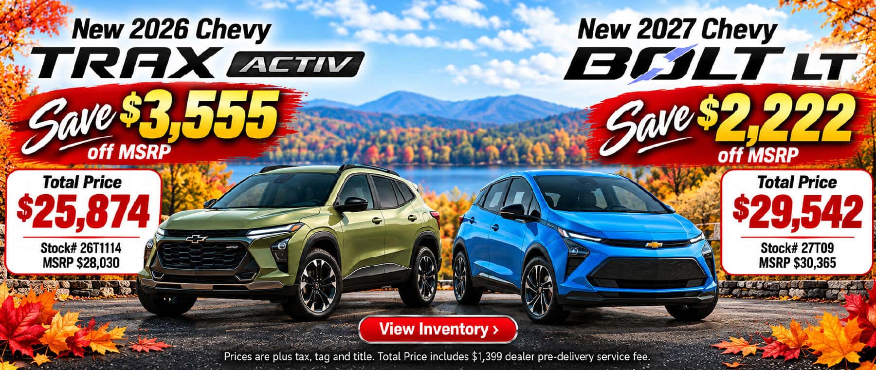 September Savings on New 2026 Chevrolet Trax and 2027 Chevrolet Bolts