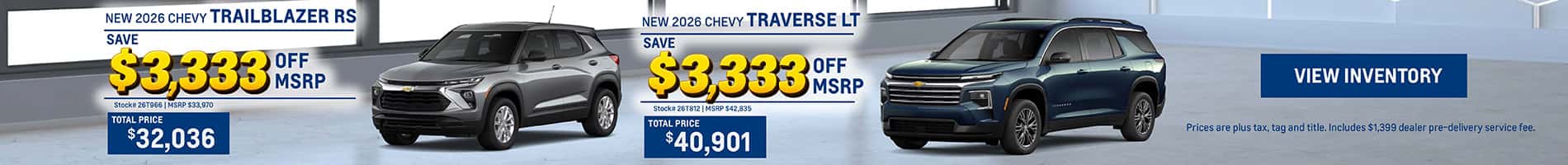 September Savings on New 2026 Trailblazer and Traverse SUVs