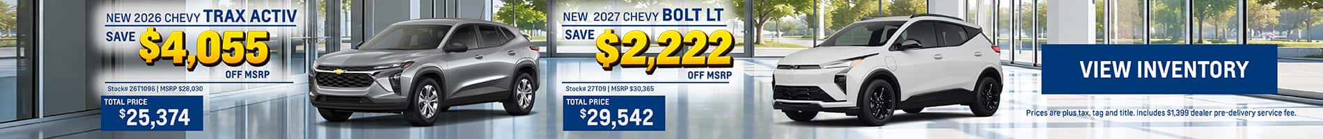 September Savings on New 2026 Chevrolet Trax and 2027 Chevrolet Bolts