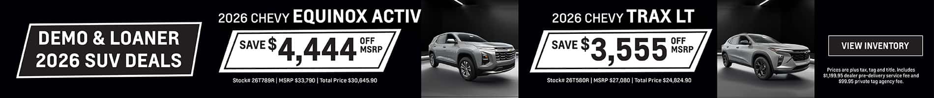 August Savings on Gently Driven 2026 Loaner Chevrolet SUVs