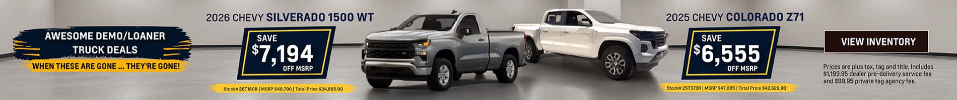 August Savings on Gently Driven Loaner Silverado 1500 and Colorado Trucks