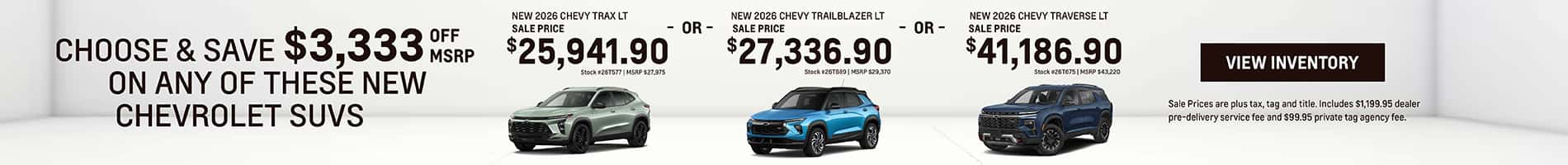 June Savings on New 2026 Chevrolet Trax, Trailblazer and Traverse SUVs