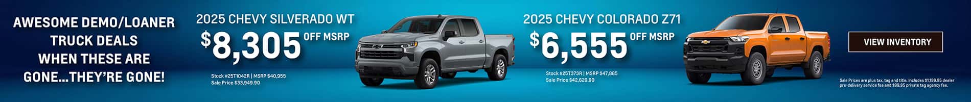 June Savings on Gently Driven Loaner Silverado 1500 and Colorado Trucks