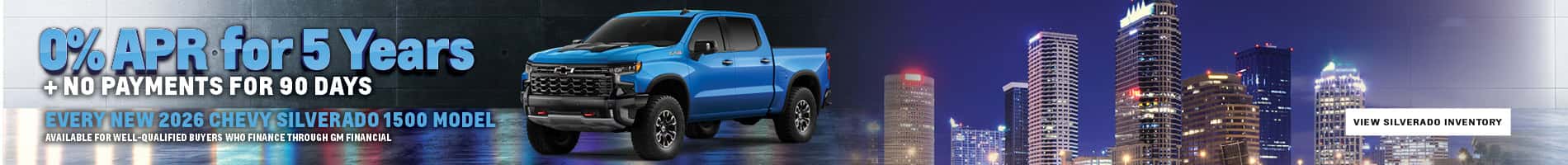 0% APR Financing for 5 Years on New 2026 Silverado 1500 Trucks