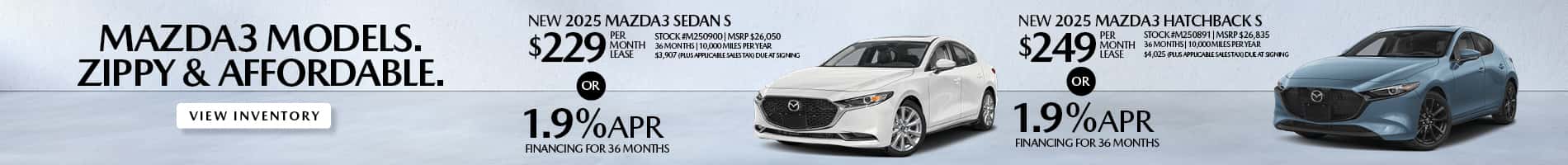April Offers on New 2025 Mazda3 Sedan and Hatchback Models