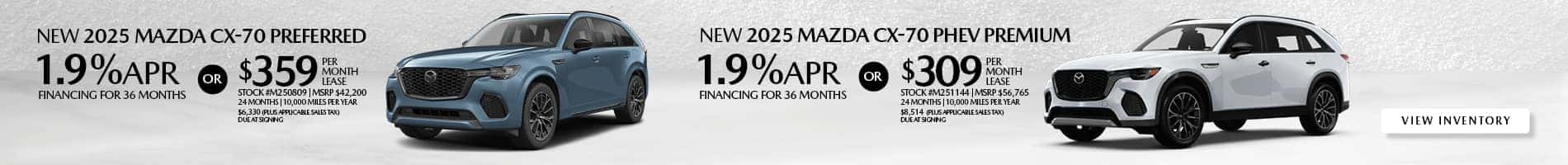 June Offers on New 2025 Mazda CX-70 Gas and PHEV Models