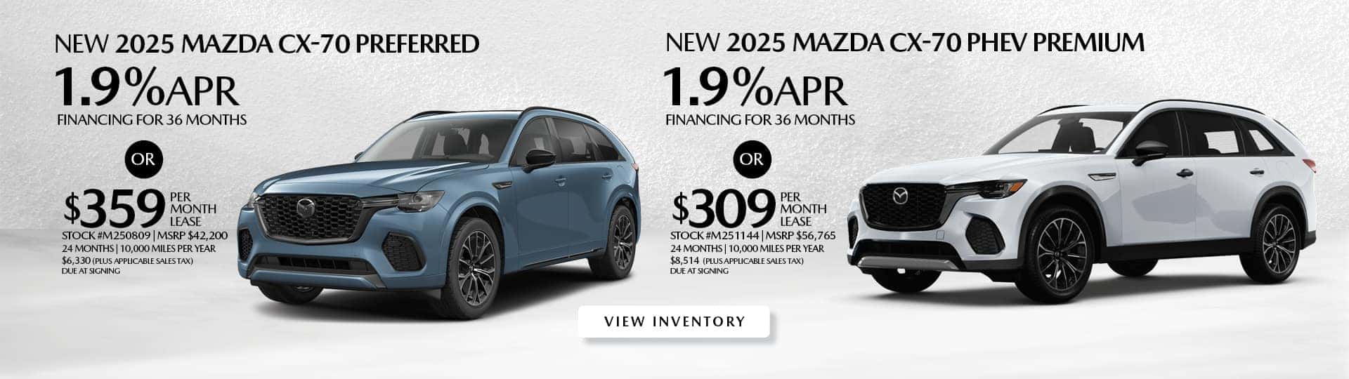 June Offers on New 2025 Mazda CX-70 Gas and PHEV Models