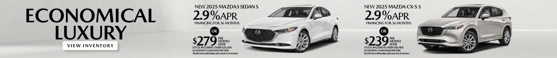 May Offers on New 2025 Mazda3 and CX-5 Models