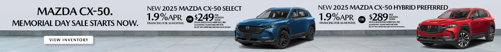 May Offers on New 2025 Mazda CX-50 Gas and Hybrid Models