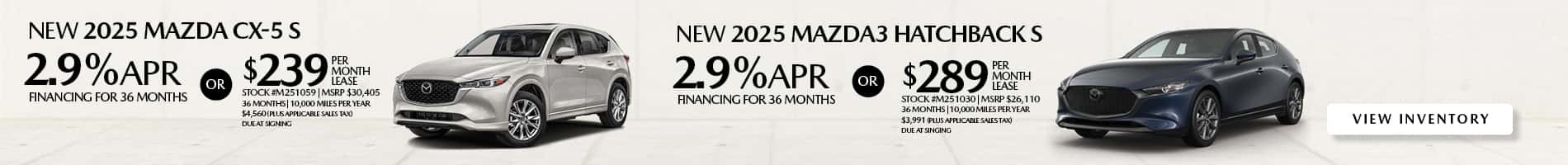 June Offers on New 2025 Mazda3 and CX-5 Models