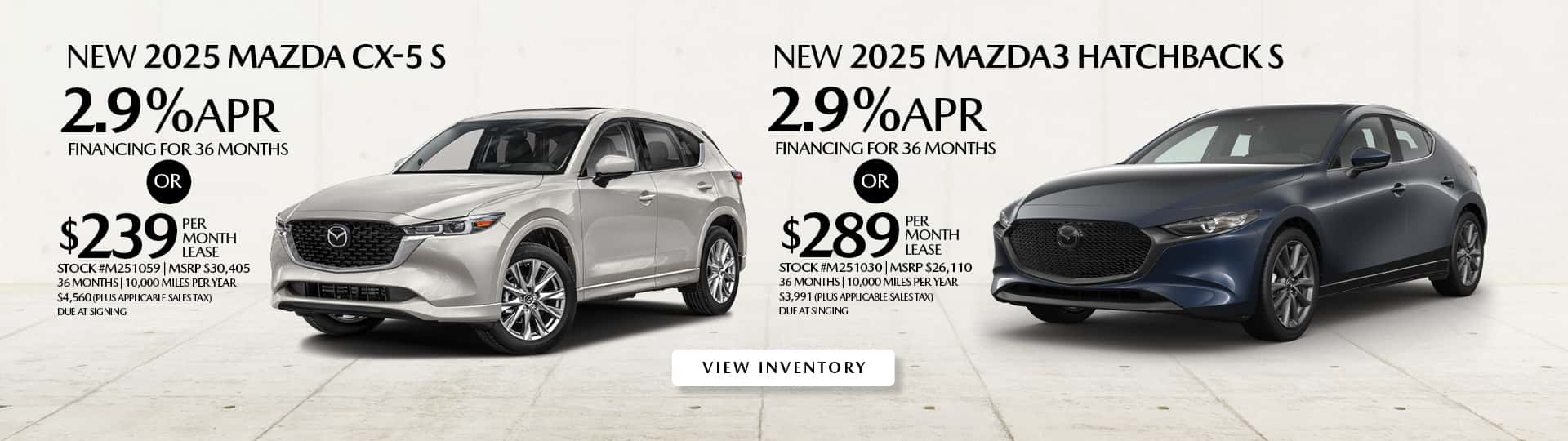June Offers on New 2025 Mazda3 and CX-5 Models