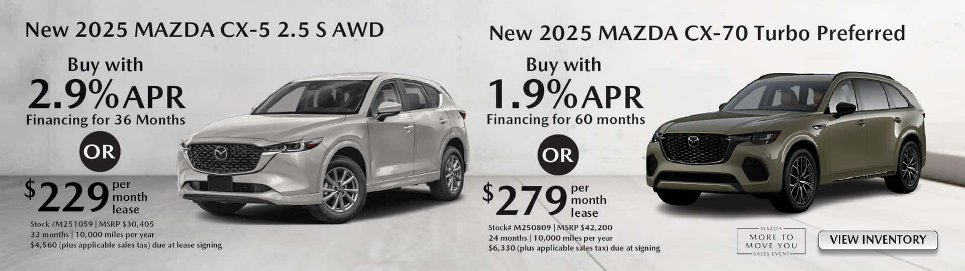 August Offers on New 2025 Mazda CX-5 and CX-70 Models