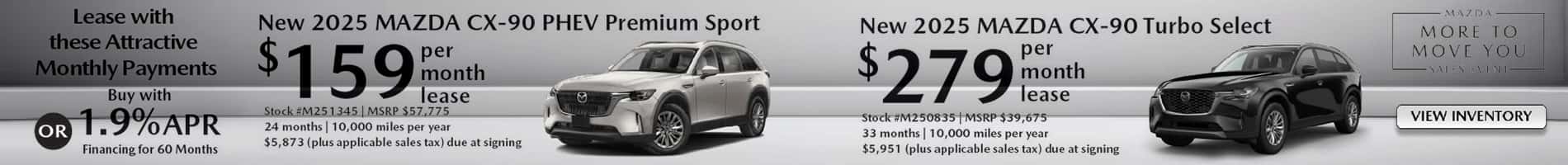 August Offers on New 2025 Mazda CX-90 Gas and Hybrid Models
