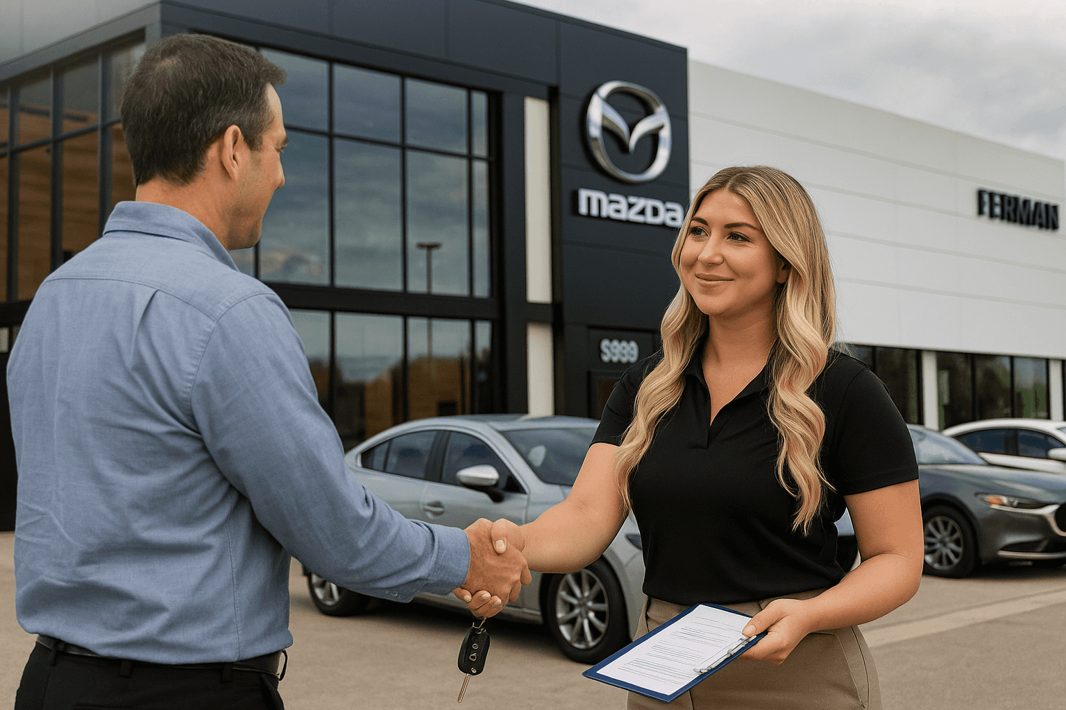 Guest greeted buy a Car Sales Woman