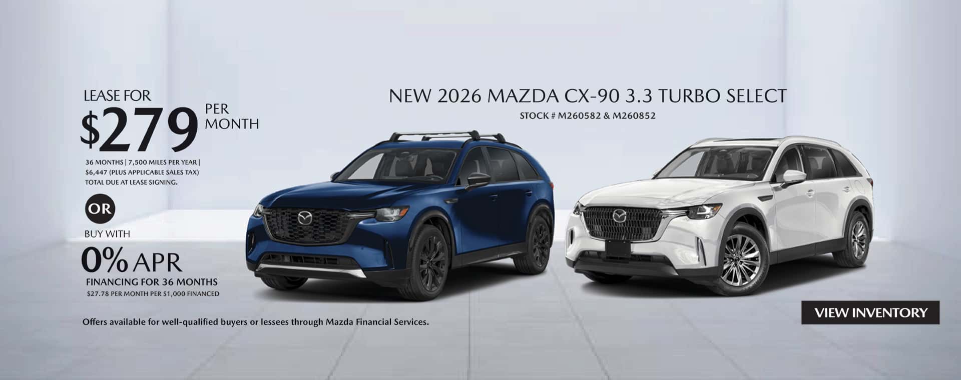 Lease and APR offers on New 2026 Mazda CX-90 SUVs