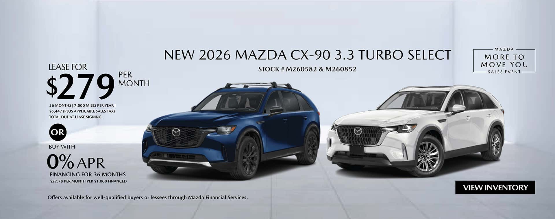 Lease and APR offers on New 2026 Mazda CX-90 SUVs