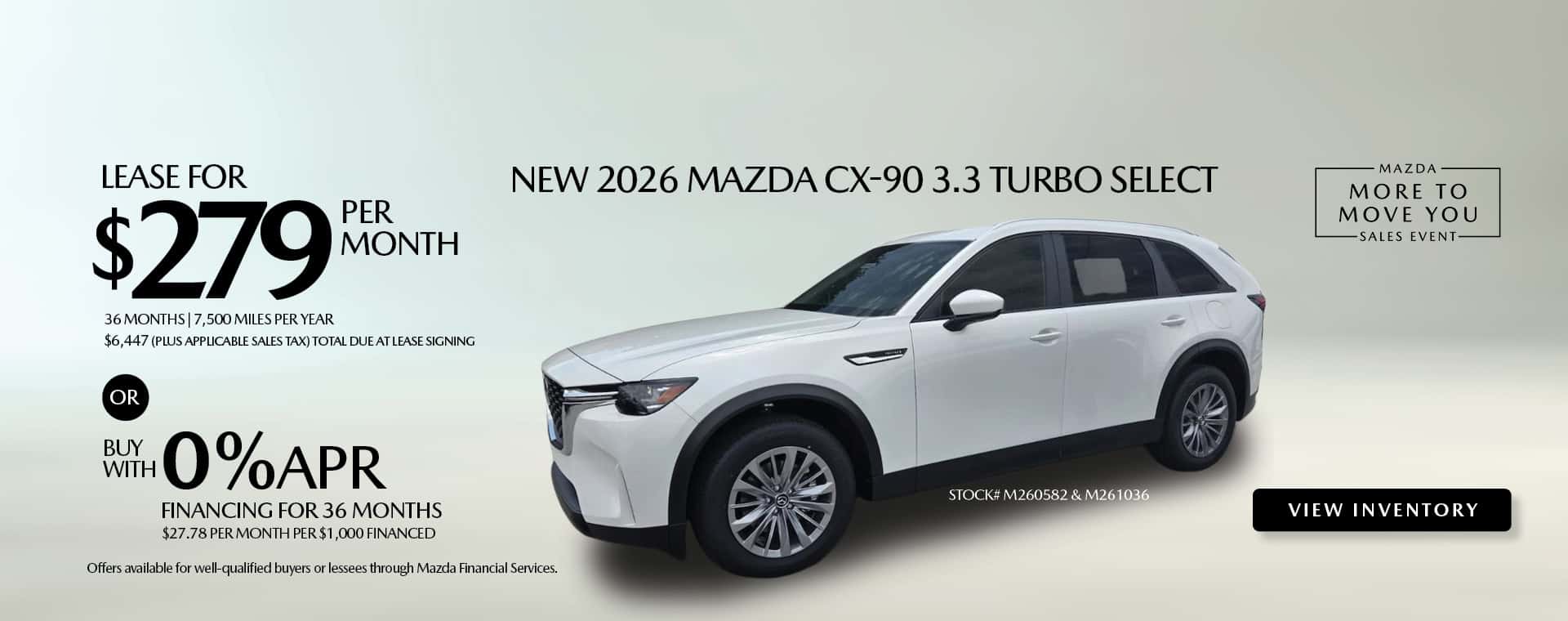 Lease and APR offers on New 2026 Mazda CX-90 SUVs
