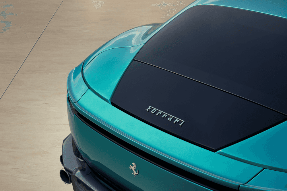 Ferrari Amalfi coupe rear aerial view
