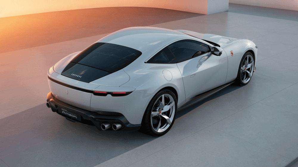 Ferrari Amalfi coupe rear aerial view