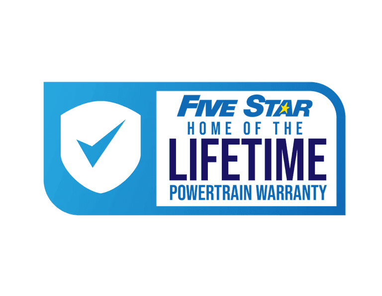 Five Star Lifetime Powertrain Warranty