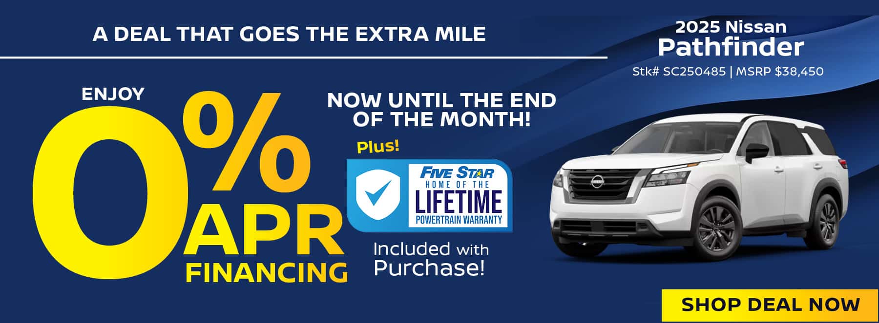2025 Nissan Pathfinder – June 0 Percent APR Offer - Desktop Slide - F