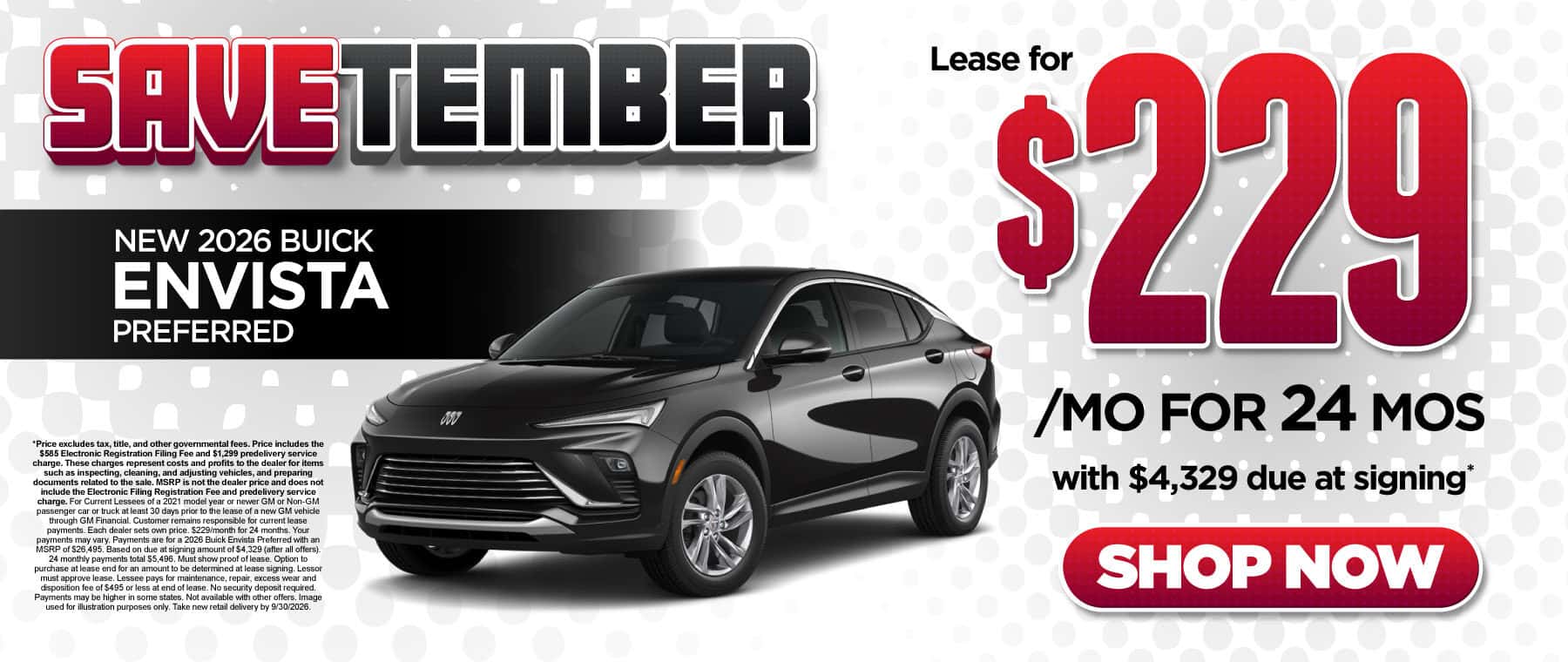 New 2026 Buick Envista Preferred Lease for $229 a month for 24 months with $4,329 due at signing*