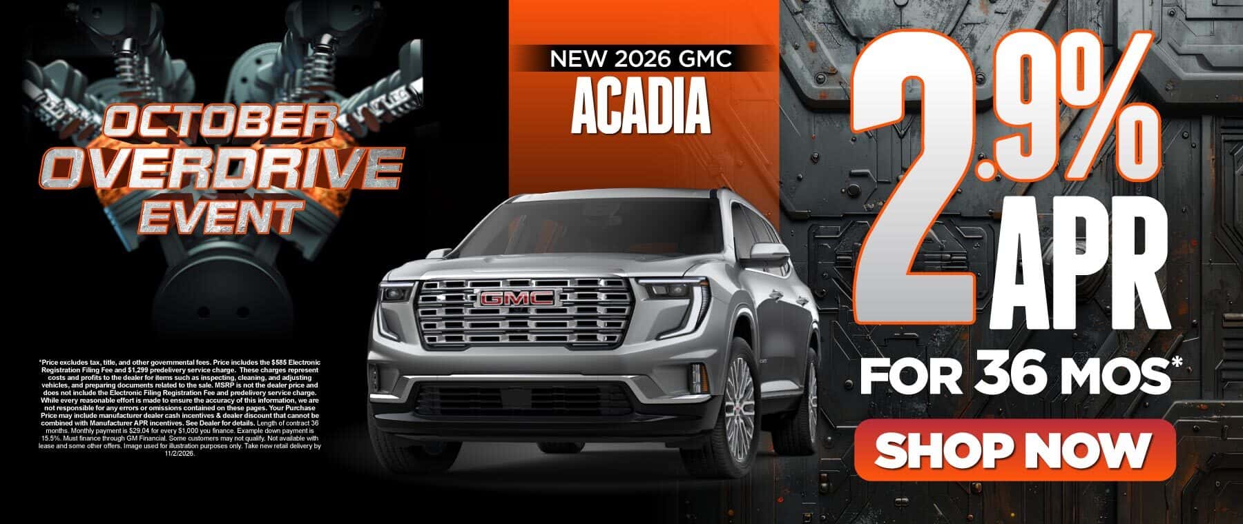 New 2026 GMC Acadia 2.9% APR for 36 months*