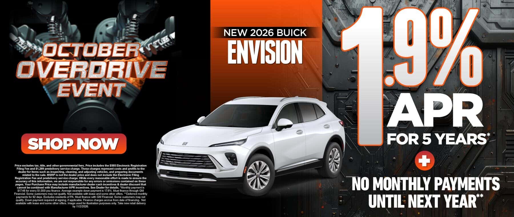 New 2026 Buick Envision - 1.9% APR for 5 YEARS* PLUS No Monthly Payments until next year**