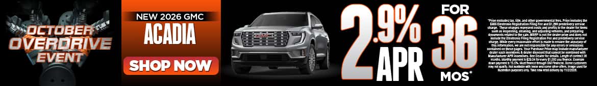 New 2026 GMC Acadia 2.9% APR for 36 months*