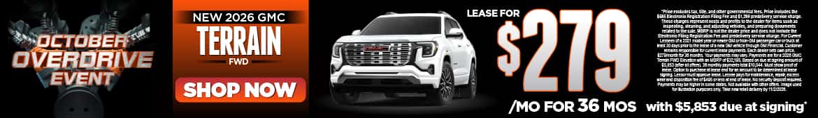 New 2026 GMC Terrain FWD Lease for $279 a month for 36 months with $5,853 due at signing*