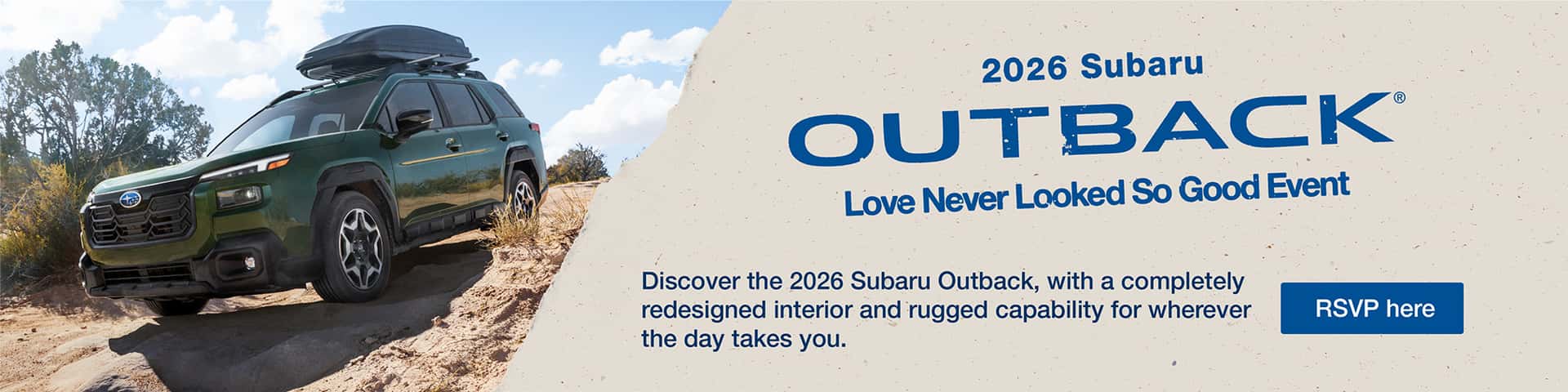 Subaru Outback driving on rugged terrain