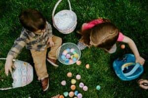 Kids Celebrate Easter In 2024 in a yard in Fort Worth, TX