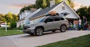 Family packing Subaru Forrester