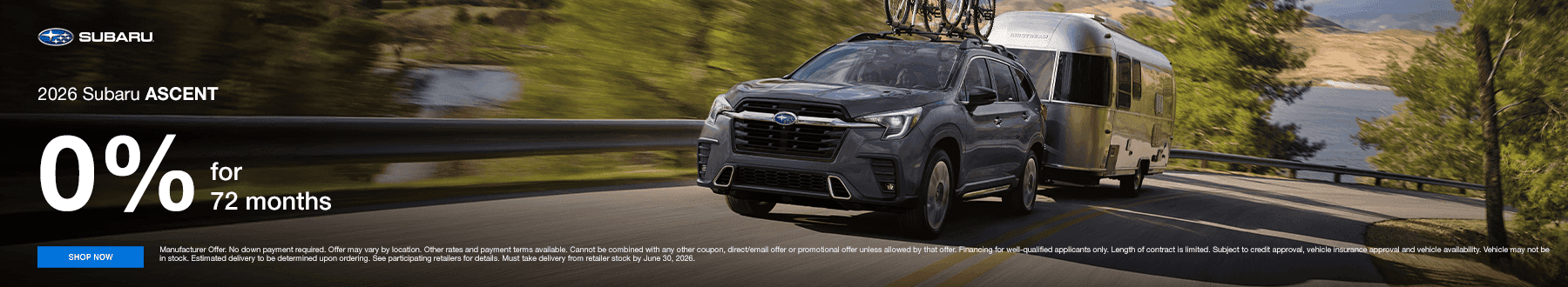 2026 Subaru Ascent 0% for 72 months