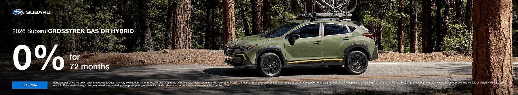 2026 Subaru crosstrek Gas OR Hybrid 0% for 72 months